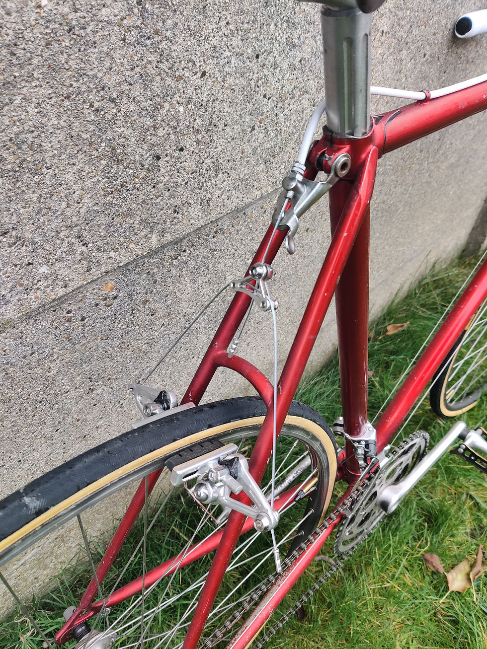 Thumbnail: Mooie rode retro koersfiets van jaren '80