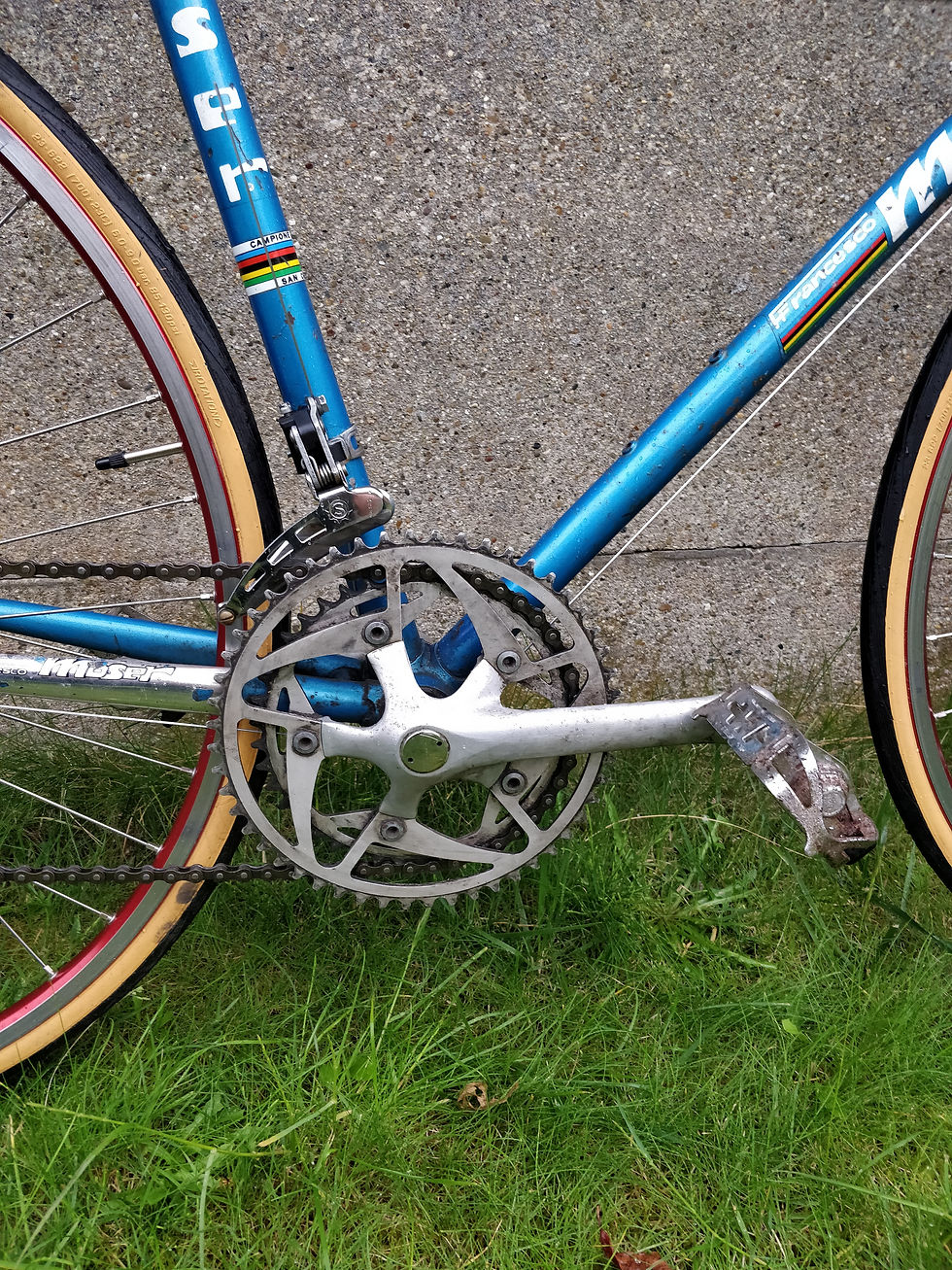 Thumbnail: Mooie blauwe Francesco Moser vintage racefiets van 1978