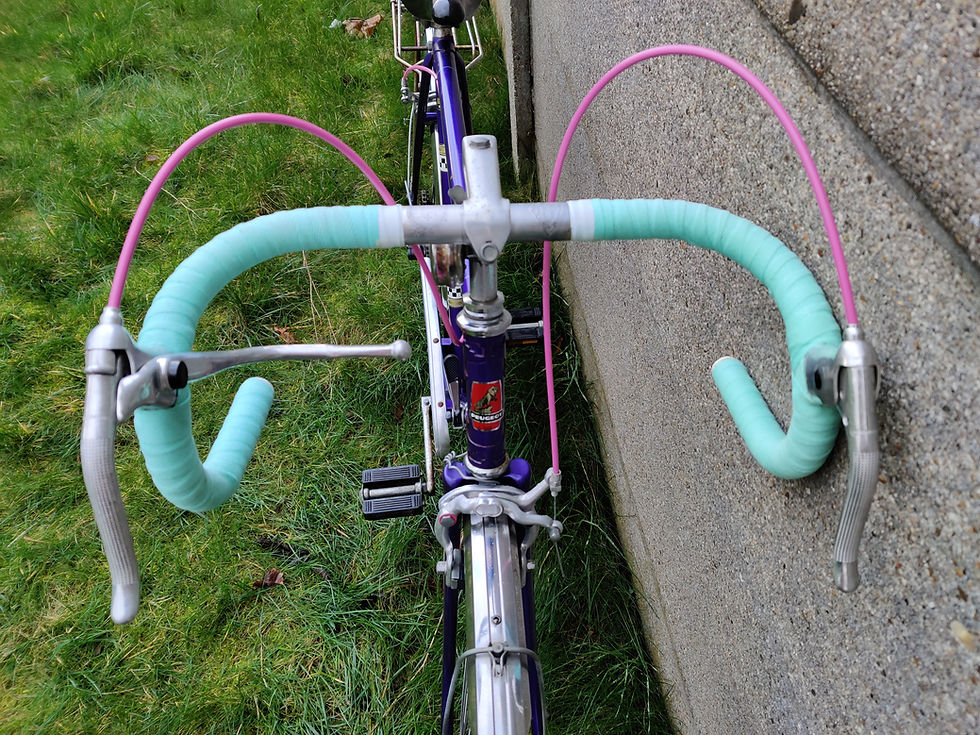 Thumbnail: Mooie paarse Peugeot koersfiets van 1976