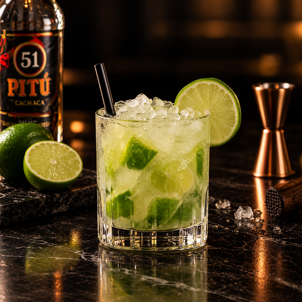 Caipirinha de limão com cachaça e gelo
