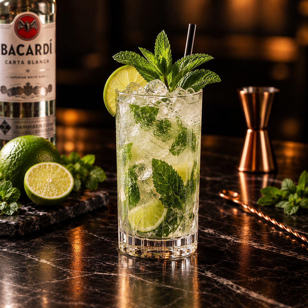 Mojito com hortelã, limão e gelo