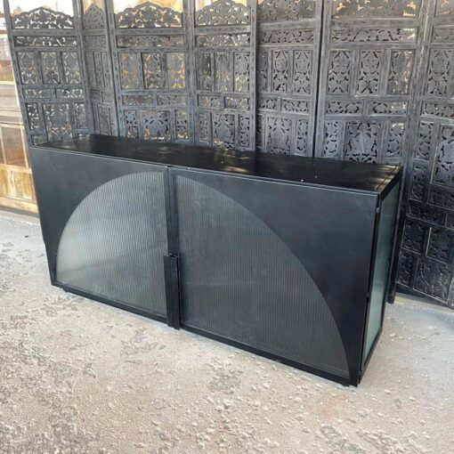Isabella Iron And Reeded Glass Sideboard With Glass Shelves