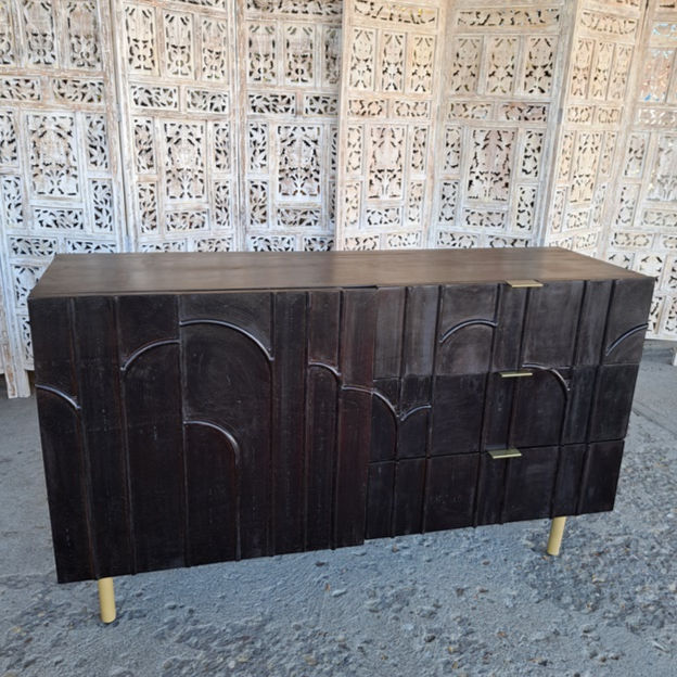 Manushi Single Door Three Drawer Mango Wood Sideboard With Metal Legs