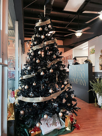 Holiday tree in Fort Collins for a tattoo Holiday Special
