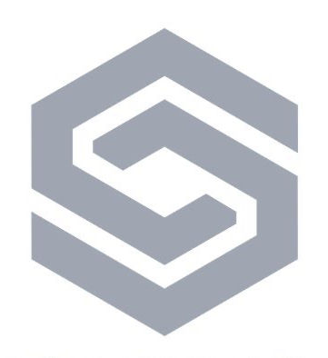 Grey geometric S logo against white background, simple and professional.