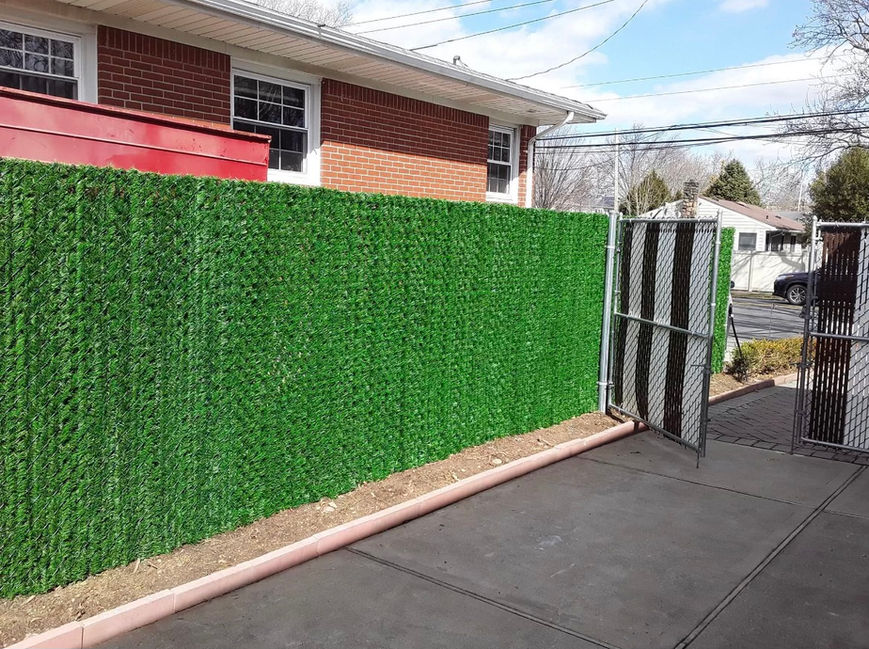 Chainlink Fence with Hedge Slats