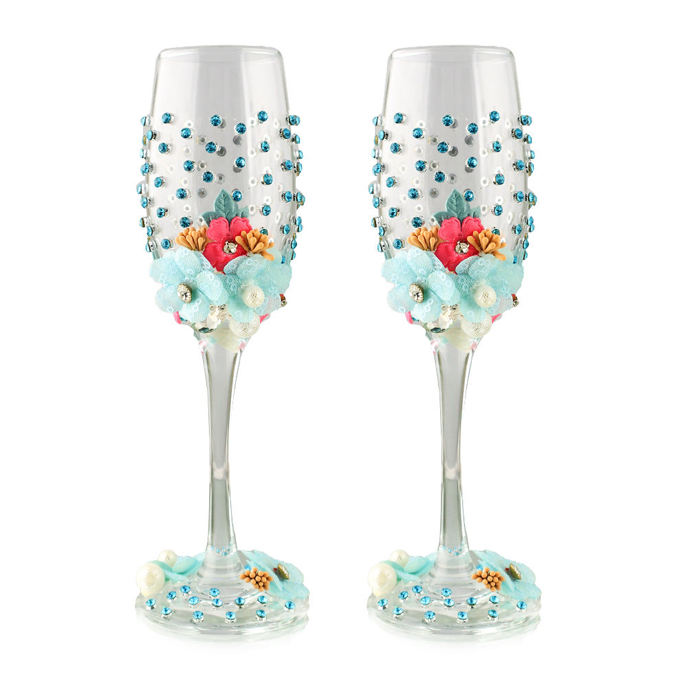 Elegant Champagne Glass Set (FLORAL)