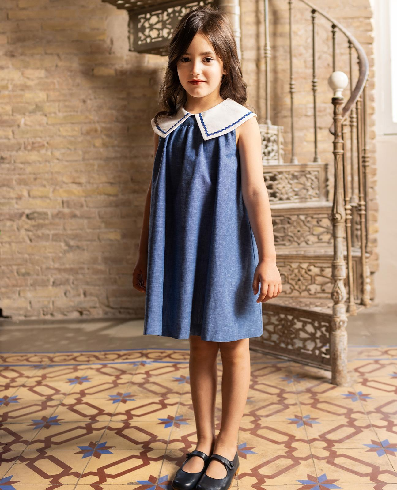 Vestido marinero flameado azul