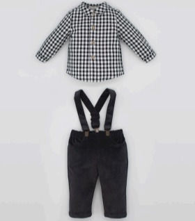 Pantalón Pana Tirantes con Camisa cuadros Vichy