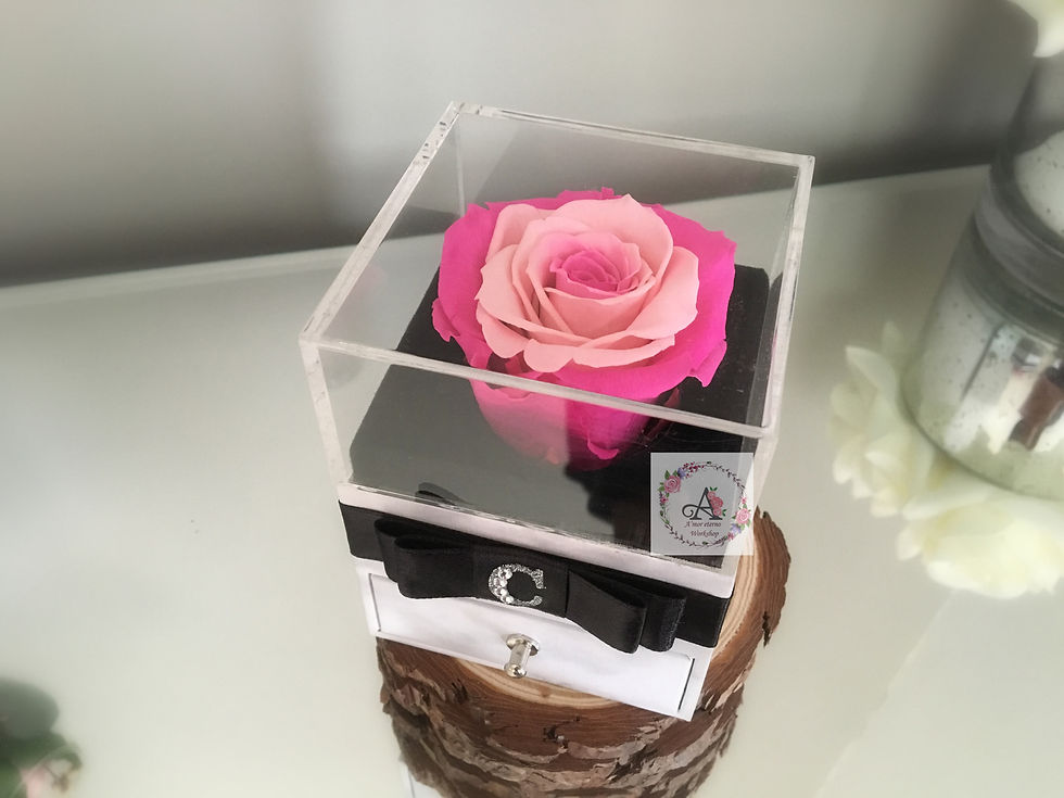 Thumbnail: Personalised acrylic jewelry box with forever rose for girls, mum, lover, wife