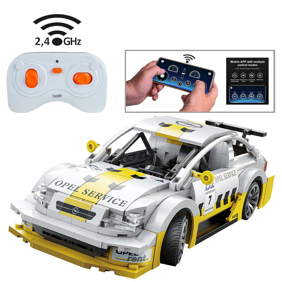 CaDA Opel Astra V8 Coupe 1:20 weiss 2.4GHz Bricks