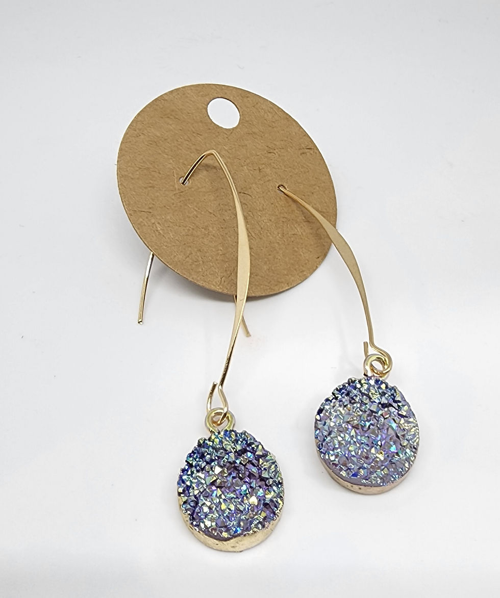 Thumbnail: Crystal druzy dangle earrings