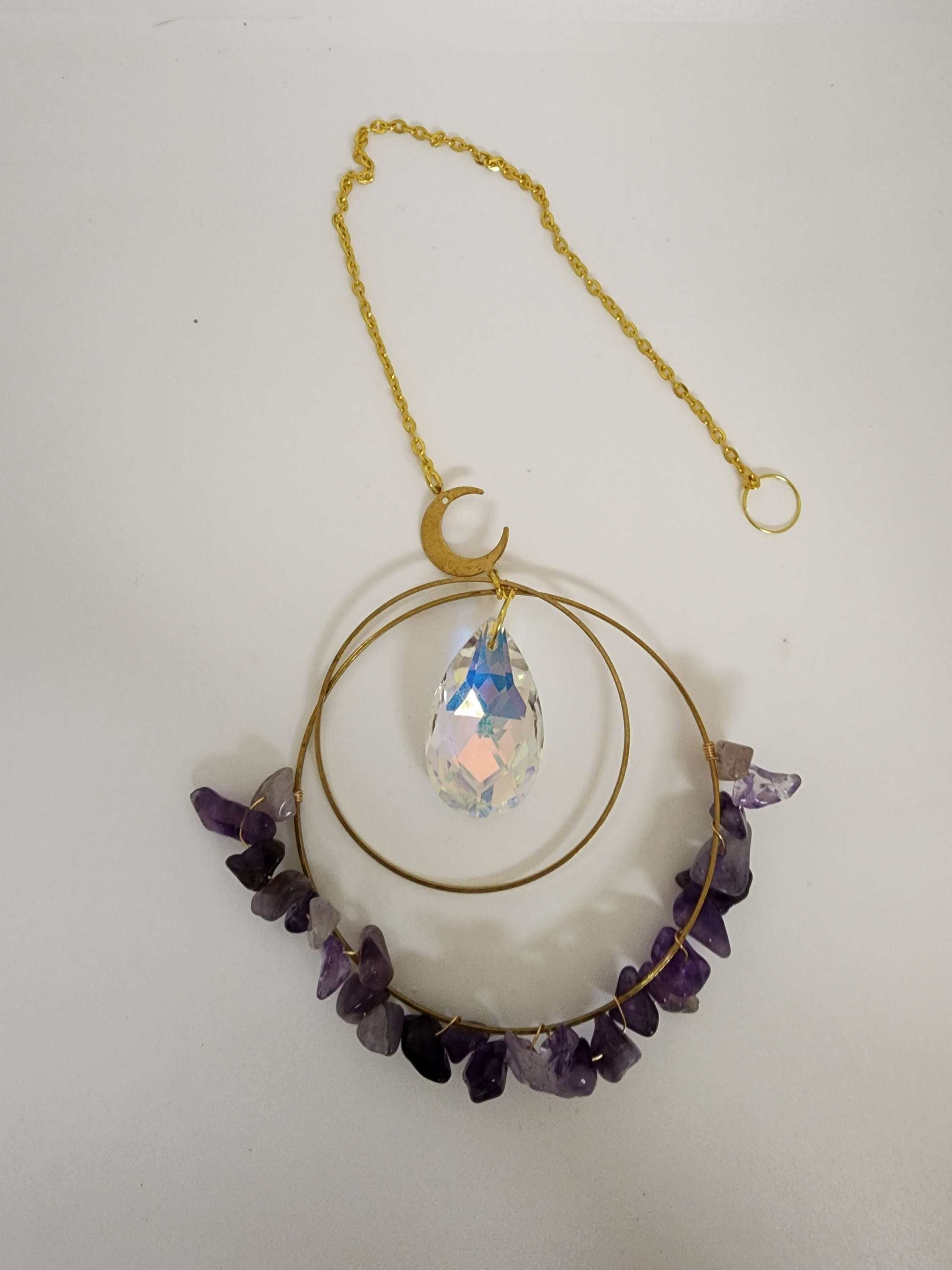 Suncatcher - large circle with Amethyst chips