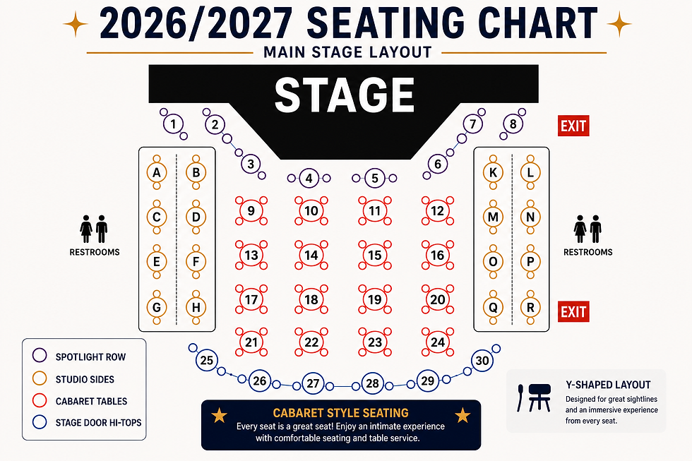 Mainstage seating chart diagram, landscape layout.