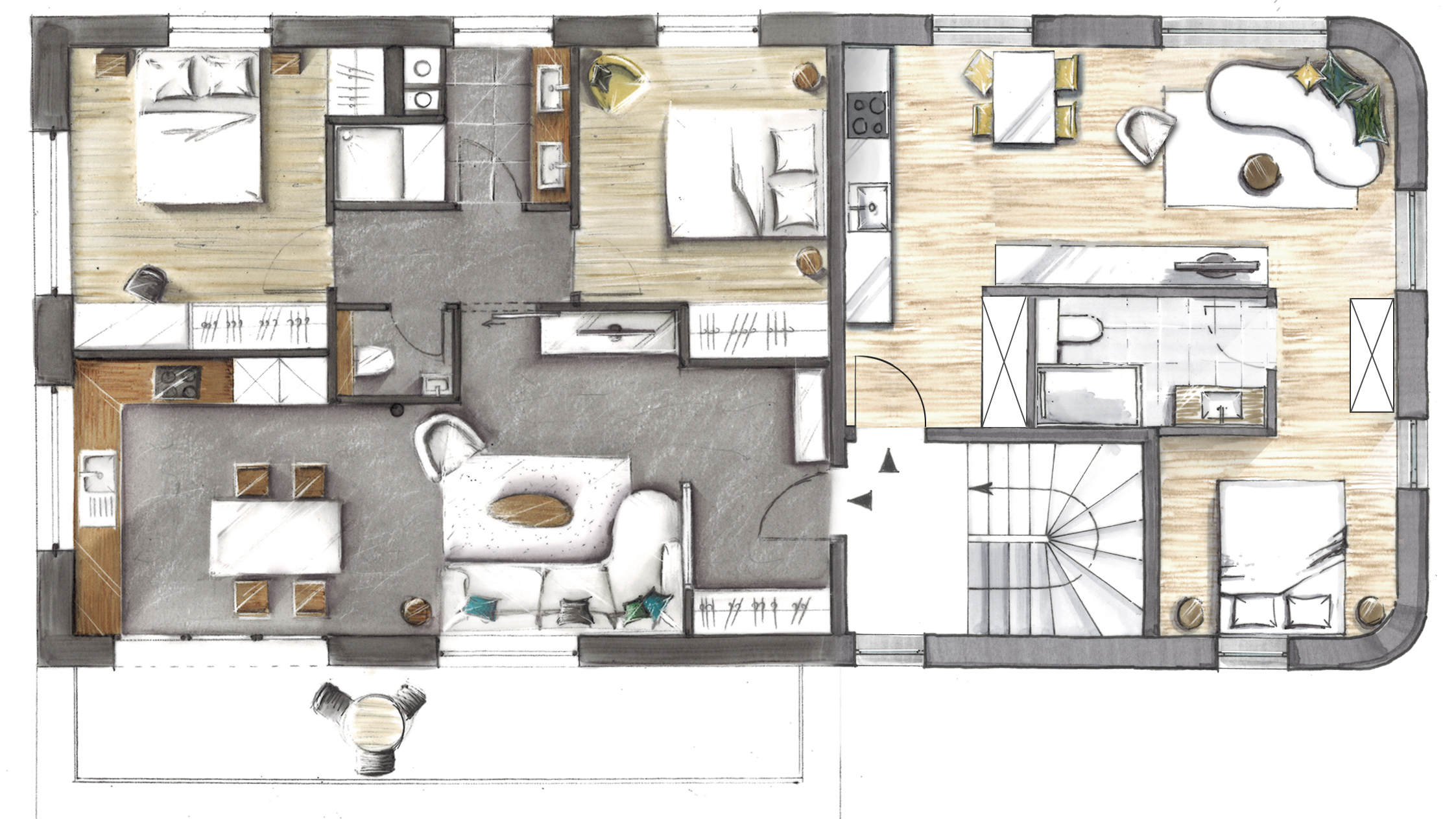 Plan couleur Studio et appt 2