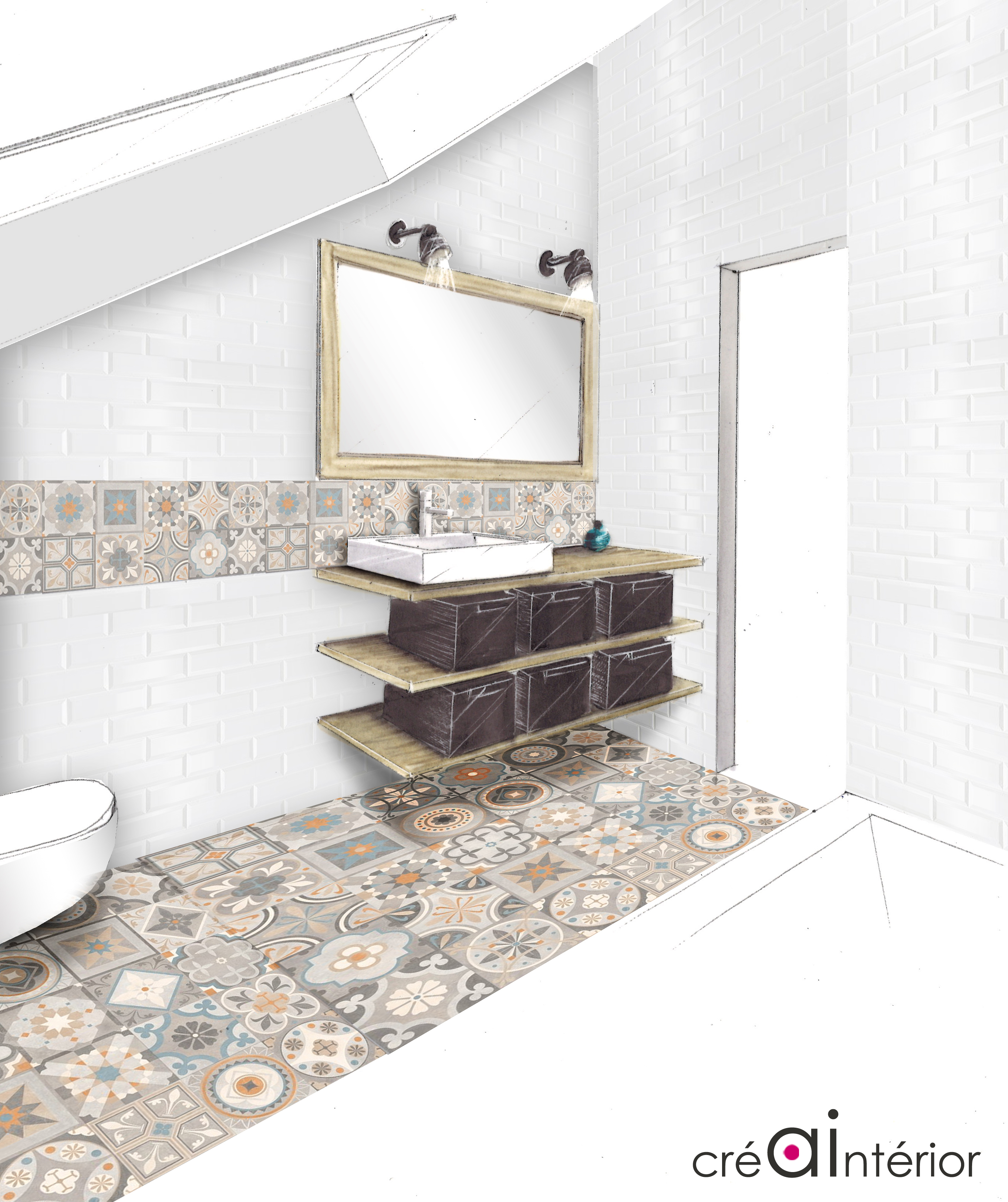 Perspective vue plan vasque