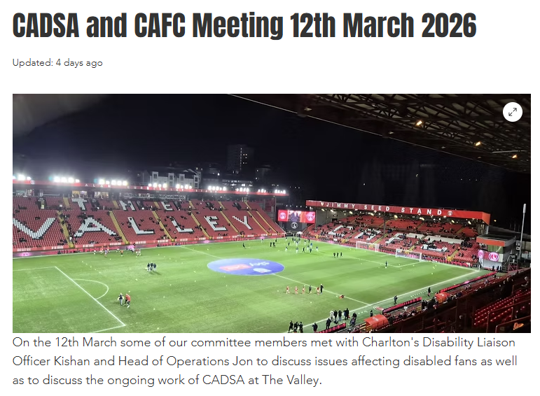 View from one of the disabled areas at The Valley