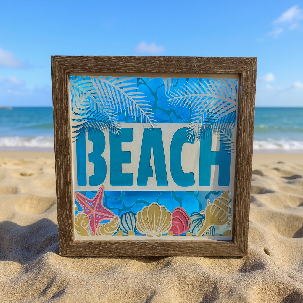 Beach Multicolor Lighted Shadowbox