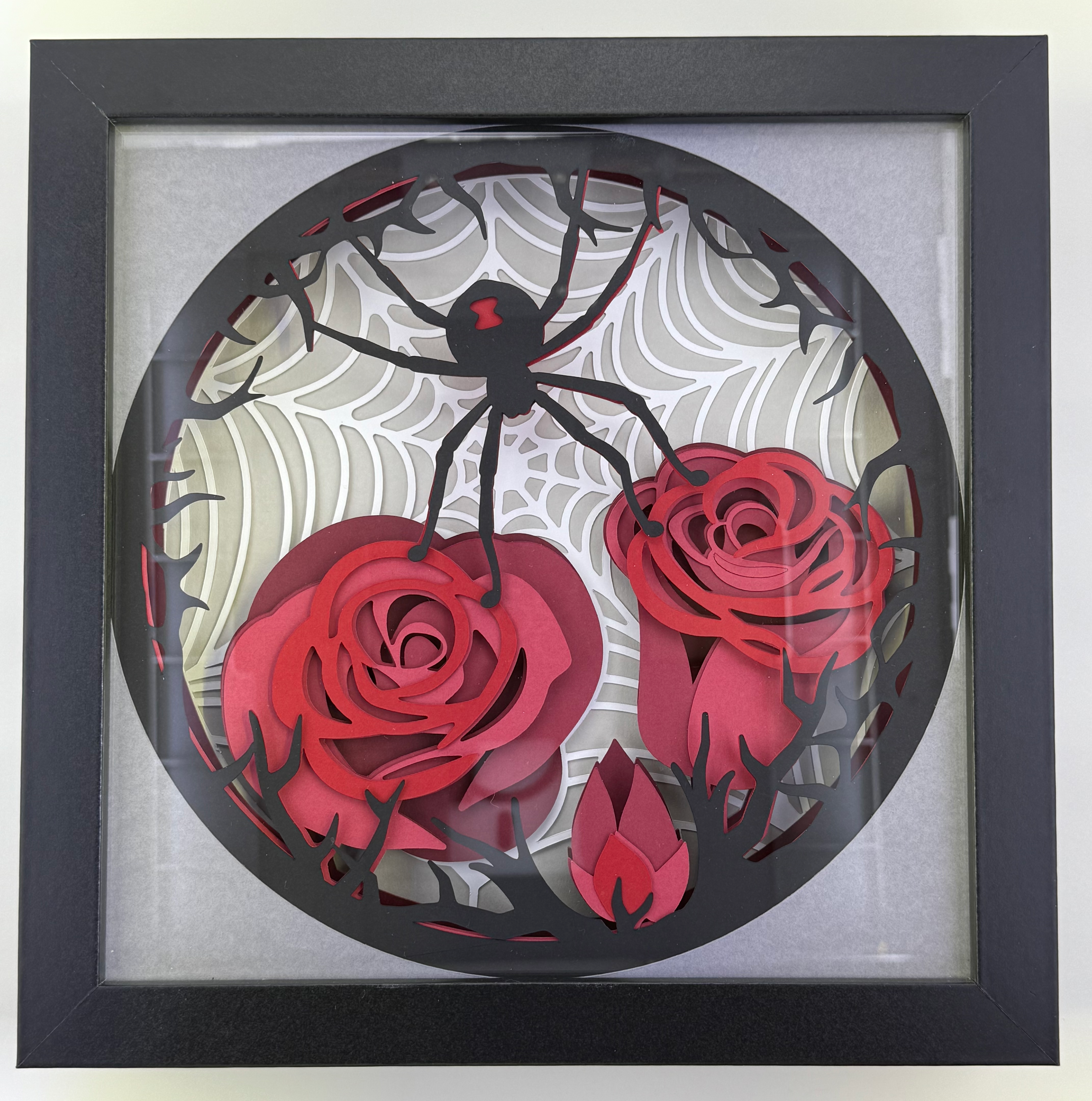 Spider with Rose Multicolor Lighted Shadowbox