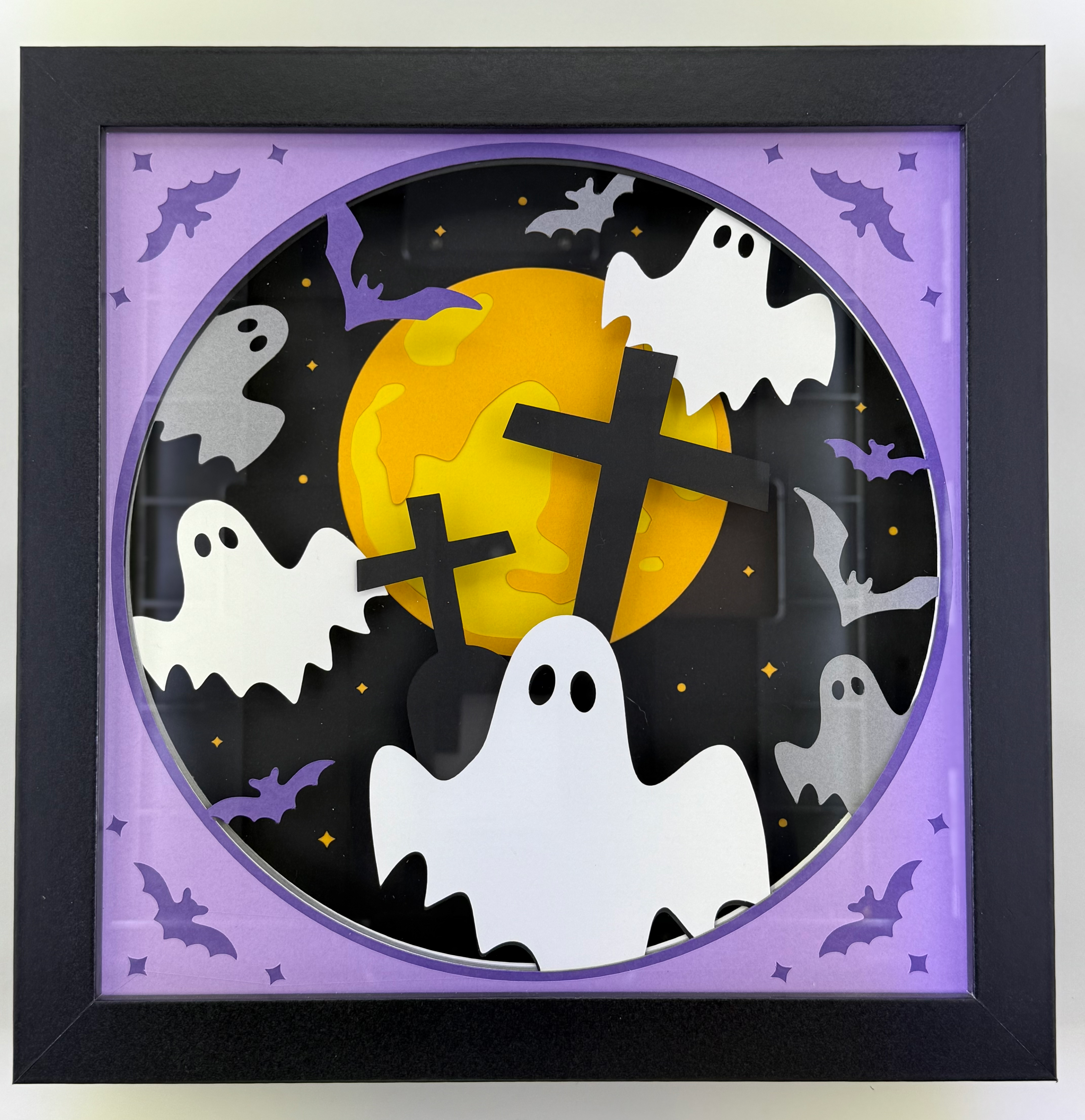 Ghosts and Bats Multicolor Lighted Shadowbox
