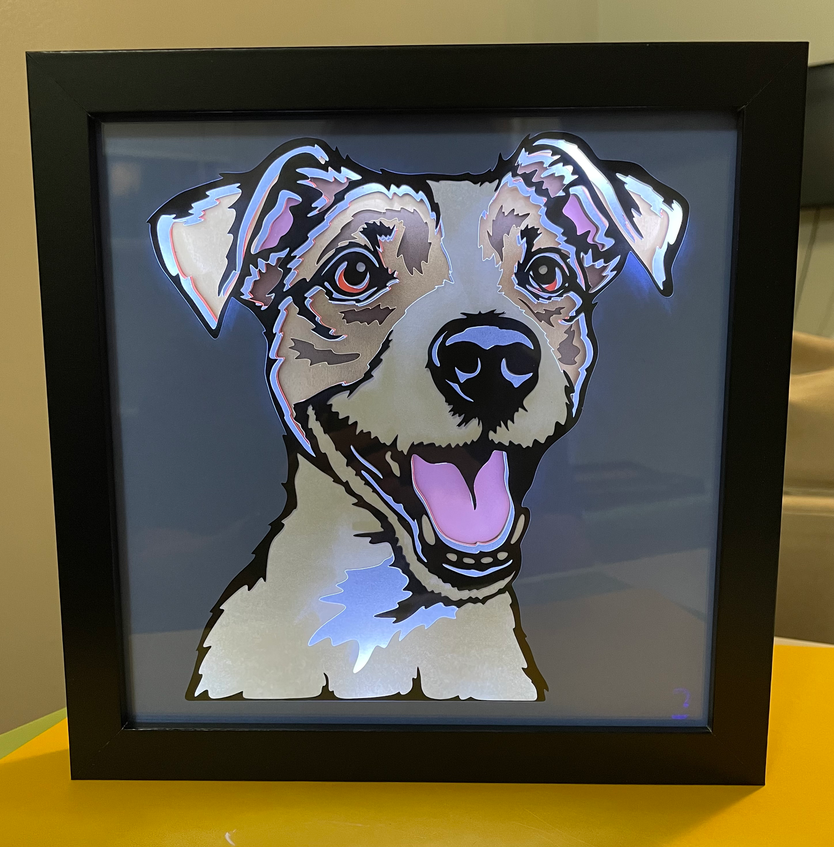Jack Russell Multicolor Lighted Shadowbox