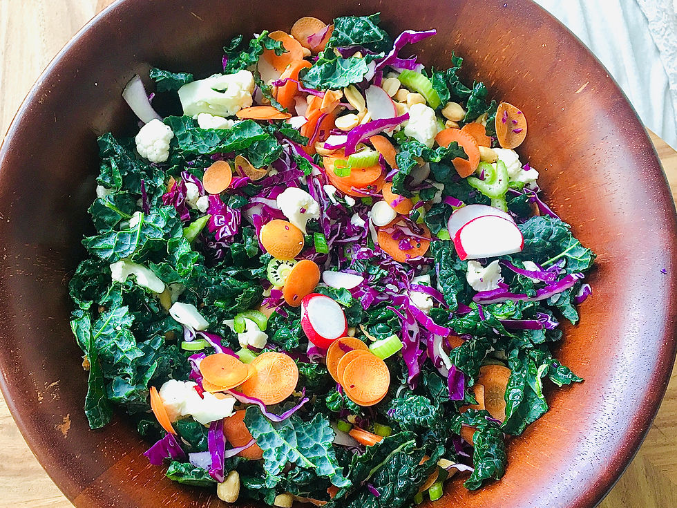 Veggie + Kale Salad w/ Peanut Sauce