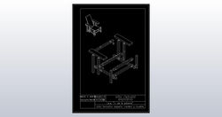 Sillón rojo y azul, vista isométrica en planos