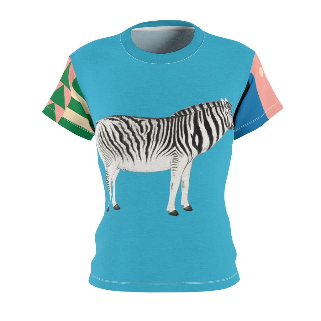 Women's Zebra Blue AOP Cut & Sew Tee