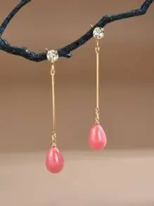 Thumbnail: Pearl Drop Rhinestone Earrings