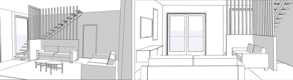 3D Perspective Sketch Render 1_Living Room 