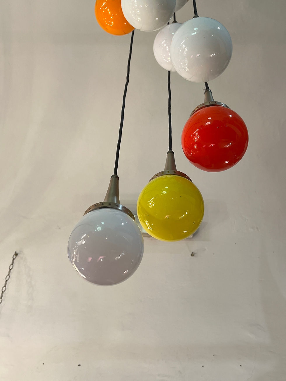 Miniatura: Lampadario vintage a sospensione sfere colorate di Vistosi Murano, 1970