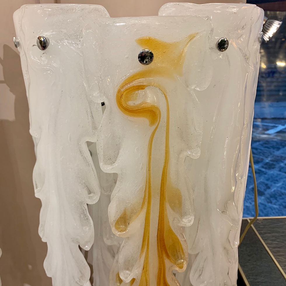 Miniatura: Pair of Cascade White and Amber Murano Glass Appliques, 1970s