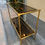 Miniatura: Vintage Brass Console Bamboo-Style Sections with two Smoked Glass Shelves 1970