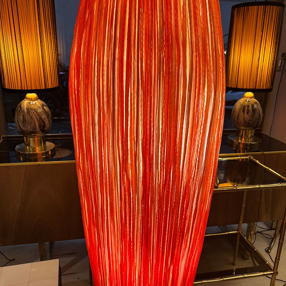 Miniatura: Vintage Red-Orange Silk Morning Glory Floor Lamp by Aqua Creations, 1990s