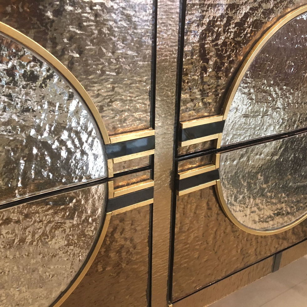 Miniatura: Cassettiera opalina oro bronzo e nera