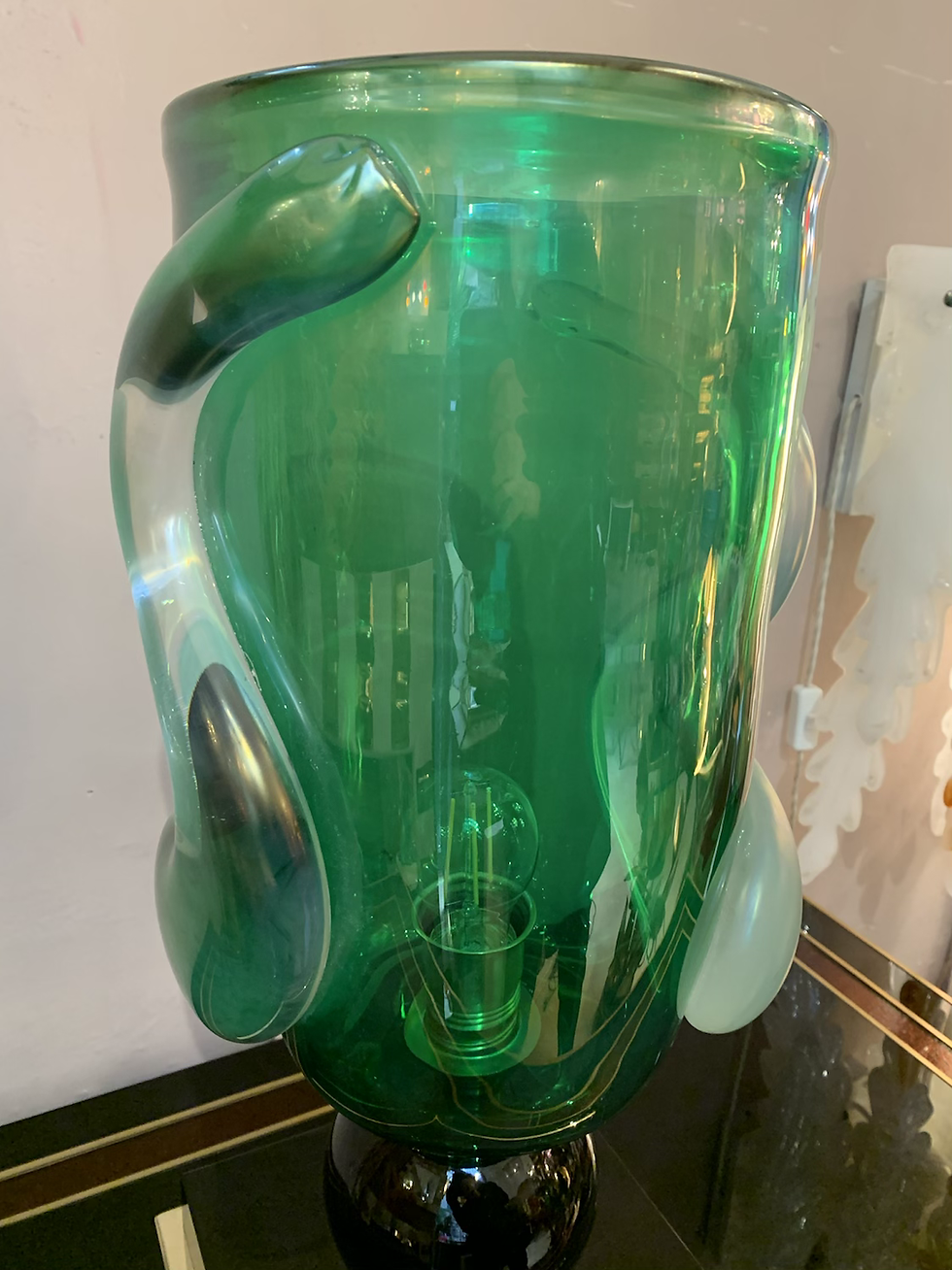 Miniatura: Pair of Green Murano Table Lamps by Costantini, 1980s