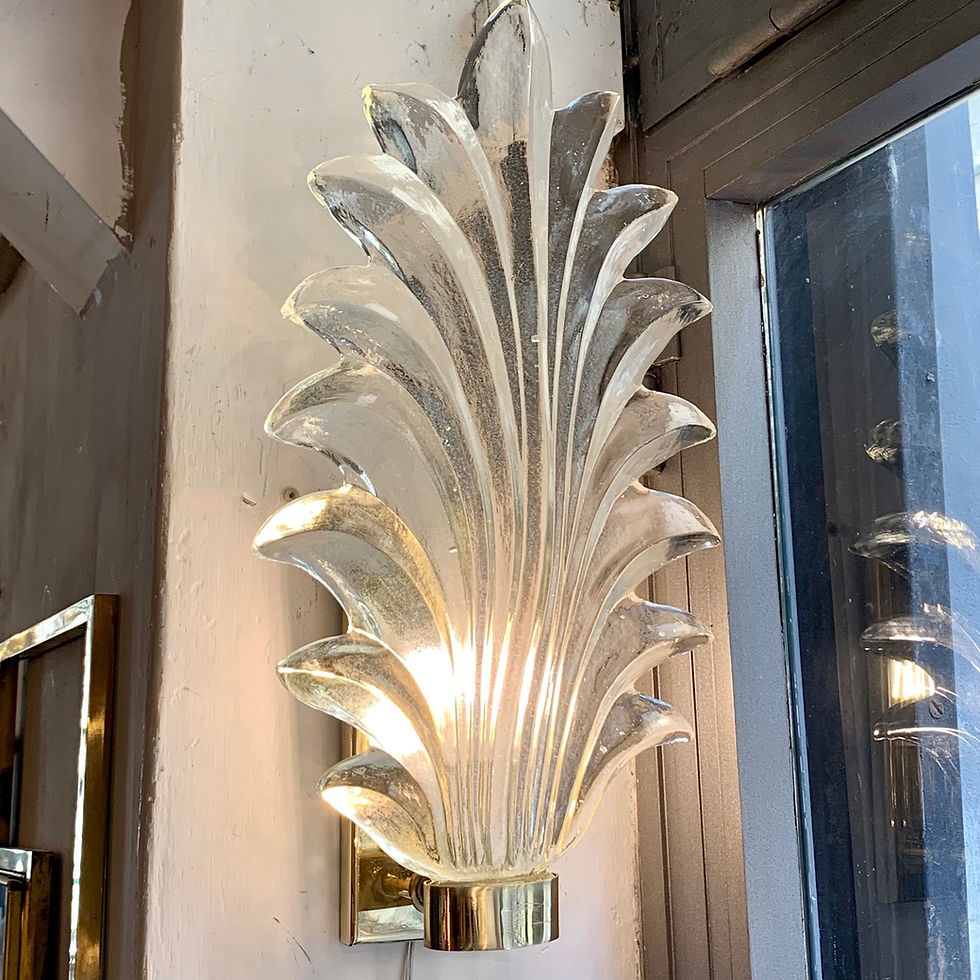 Miniatura: Pair of clear glass leaf sconces