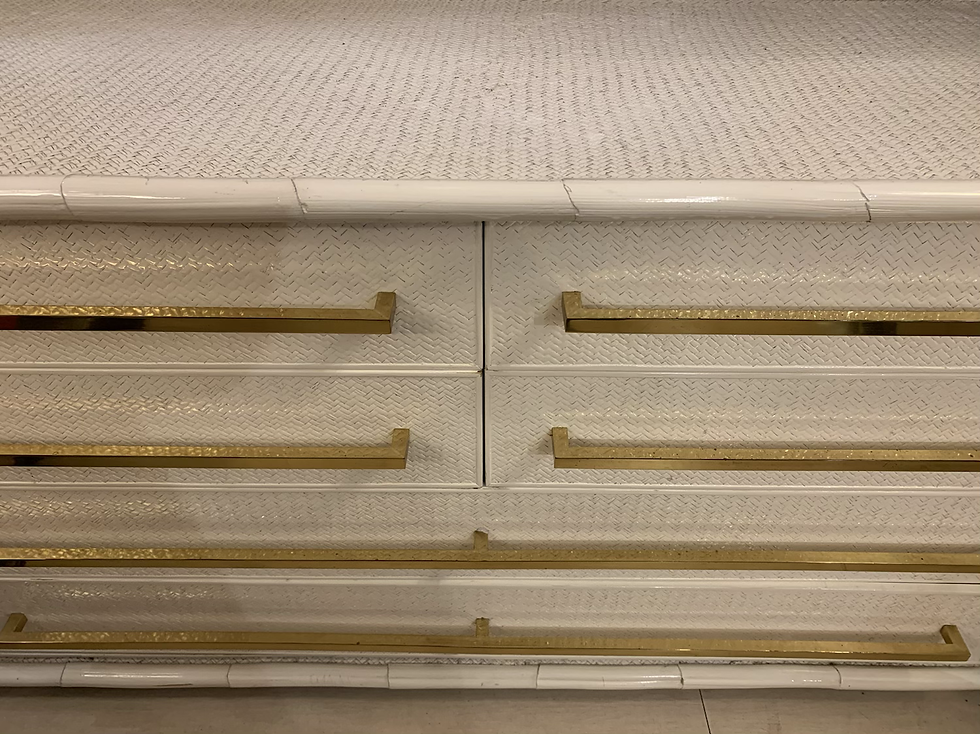 Miniatura: Cassettiera in Rattan e Bamboo Bianca, Vivai del Sud, 1970