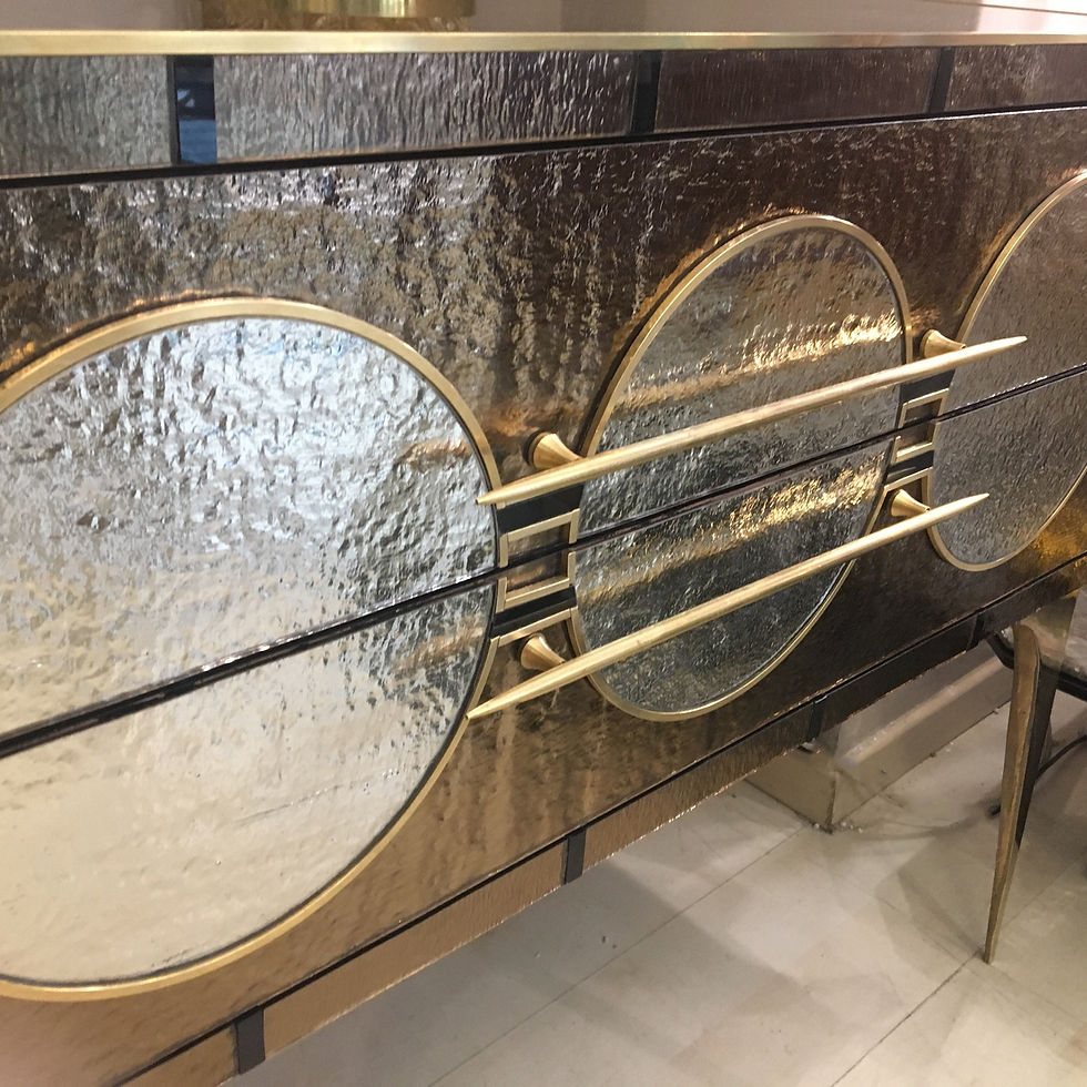 Miniatura: Black, bronze and gold opalines glass chest of drawers