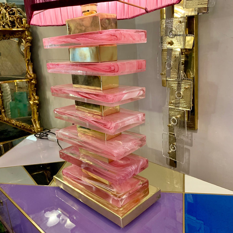 Miniatura: Pair of pink Murano glass table lamp, 1970s
