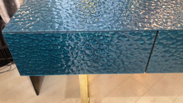 Miniatura: Petrol Green Murano Ashlar Glass and Brass Console Table with Three Drawers 2000