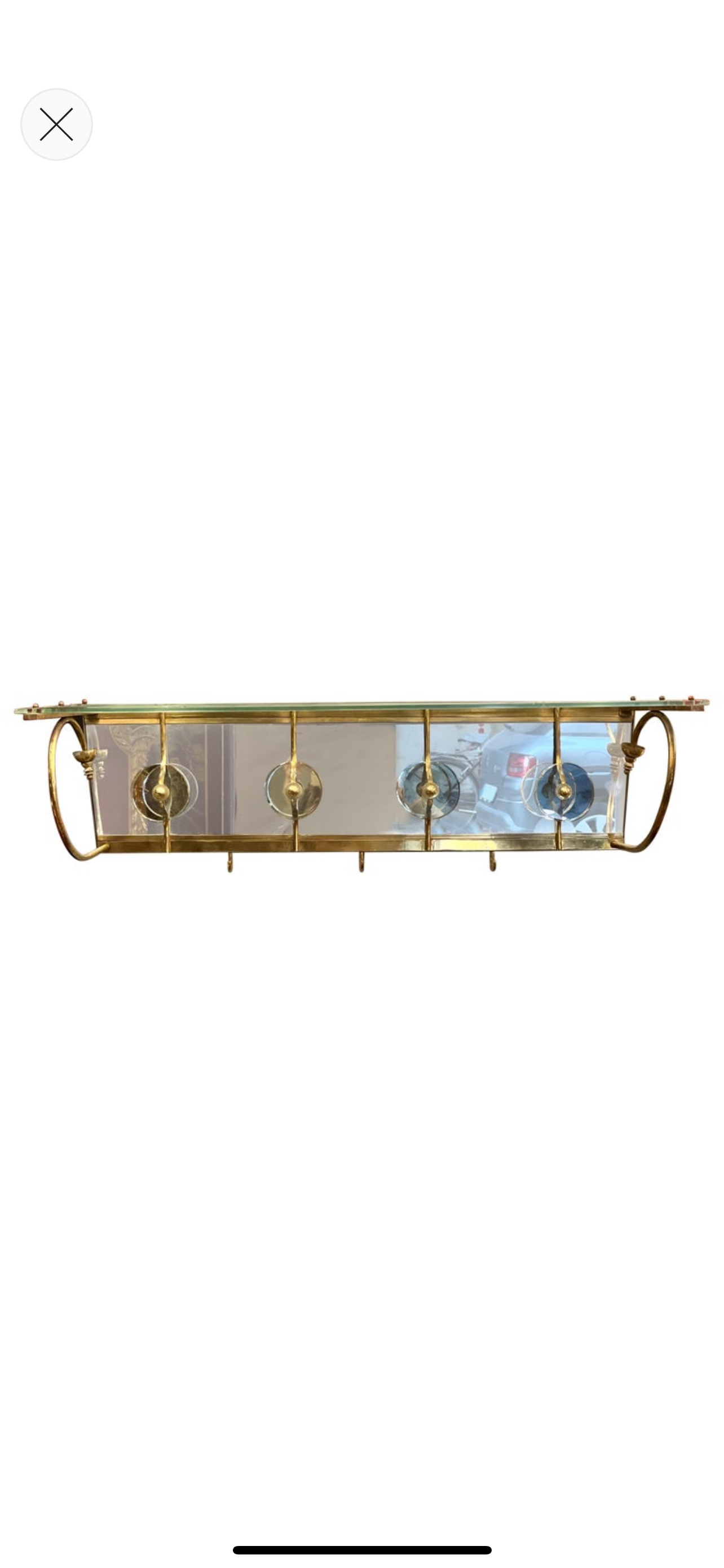 Cappelliera e Appendiabiti Vintage in ottone e cristallo e specchio, 1950