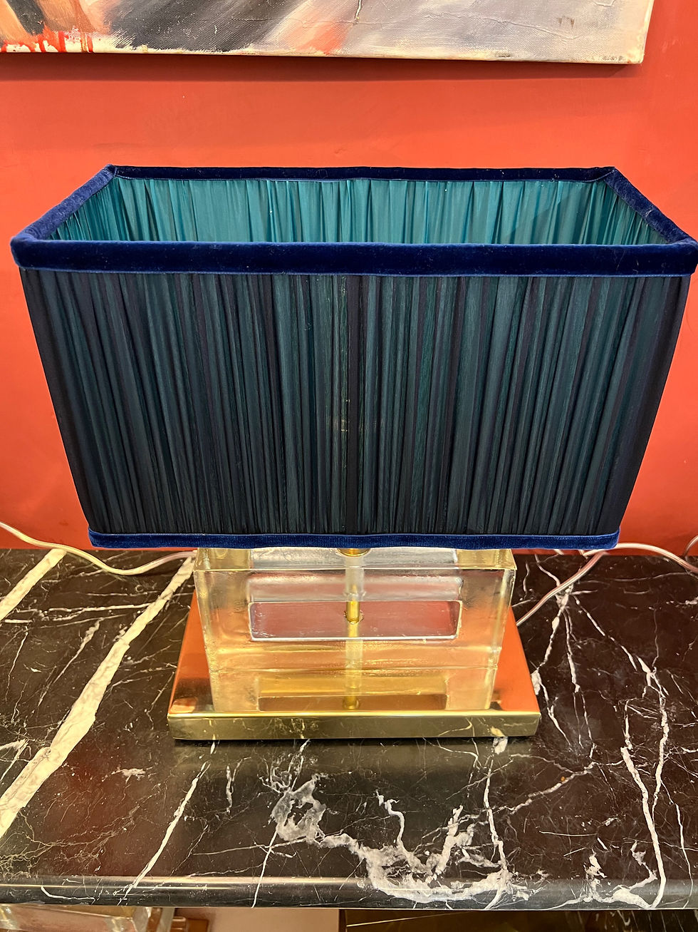 Miniatura: Pair of Murano Clear Grass table lamps ice effect with our lampshades, 1970s