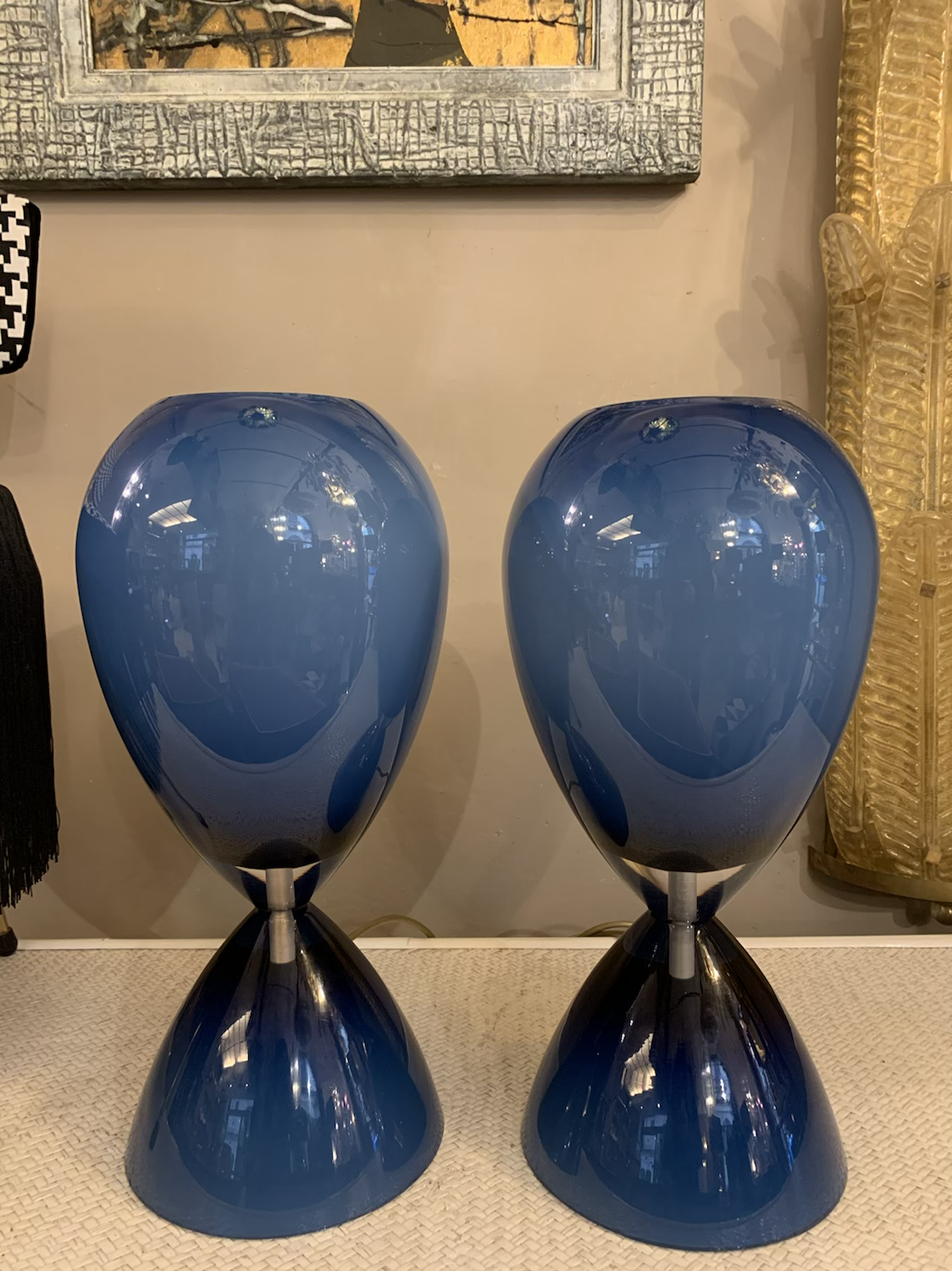 Coppia di lampade Blu in vetro di Murano, 1950