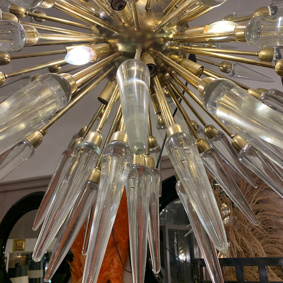 Miniatura: Lampadario di Murano Sputnik con vetri conici trasparenti, 1970s