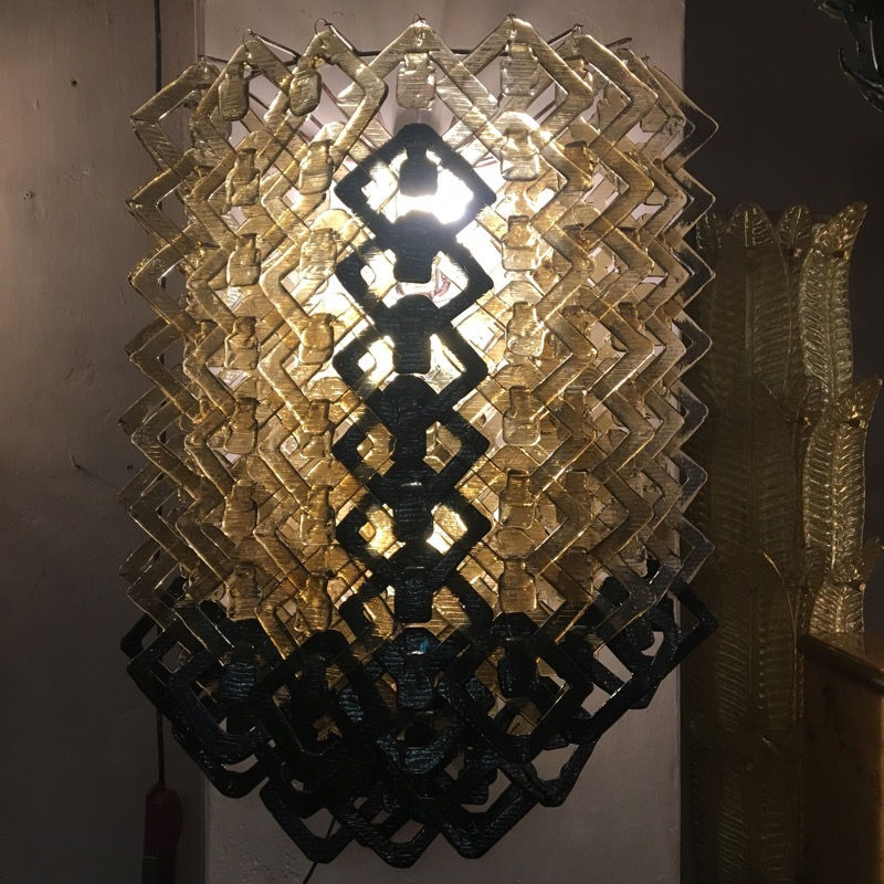 Miniatura: Grandi Appliques decò vetro Murano ambra e nero