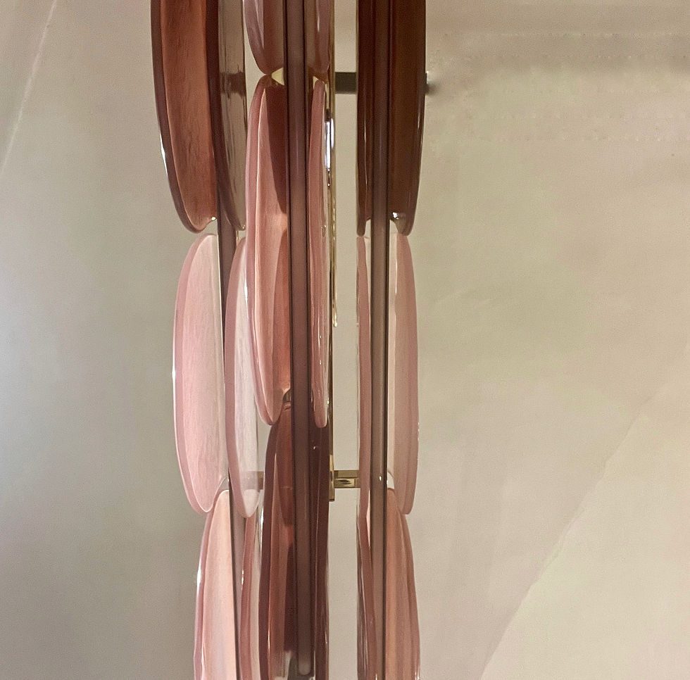 Miniatura: Lampadario in Vetro di Murano Tre Toni di Rosa, 1990s 