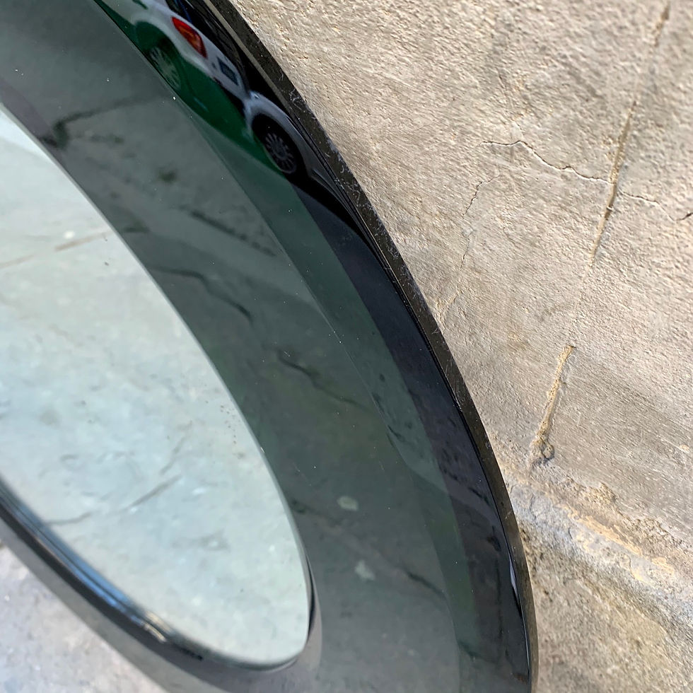Miniatura: Pair of Round vintage mirror with green glass Frame, 1970s