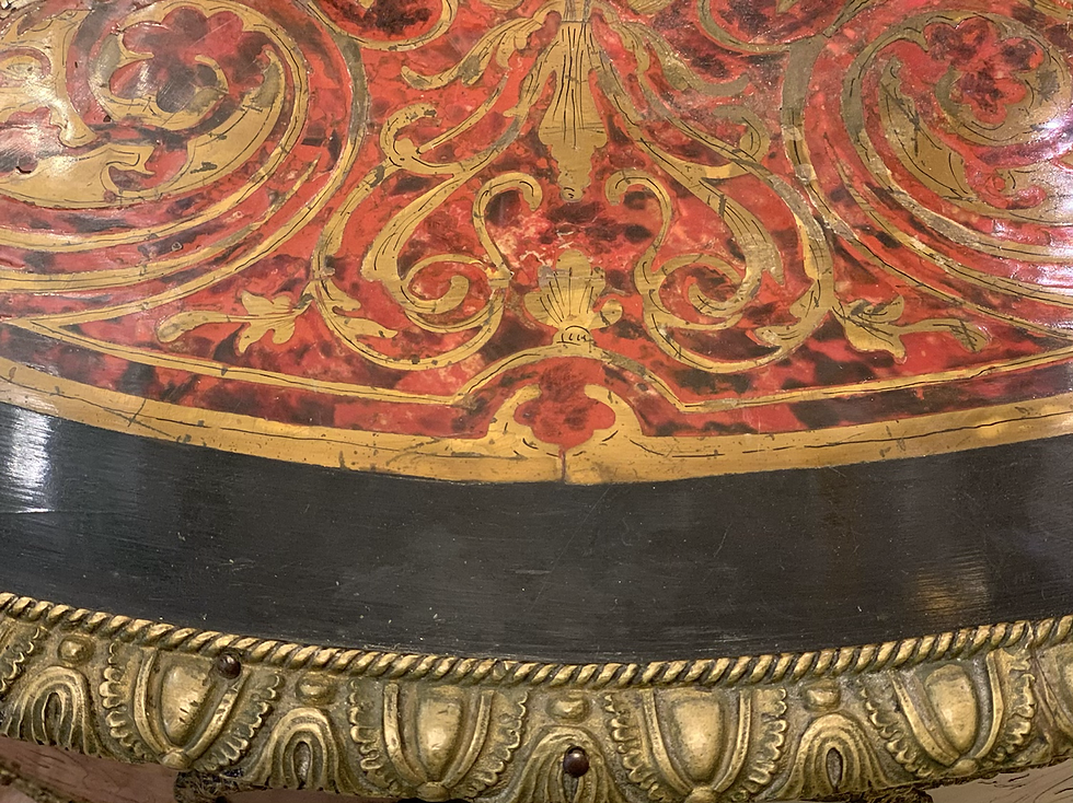 Miniatura: Charles-Boulle Style Mounted Tortoiseshell Engraved Brass and Ebony Desk, 1900