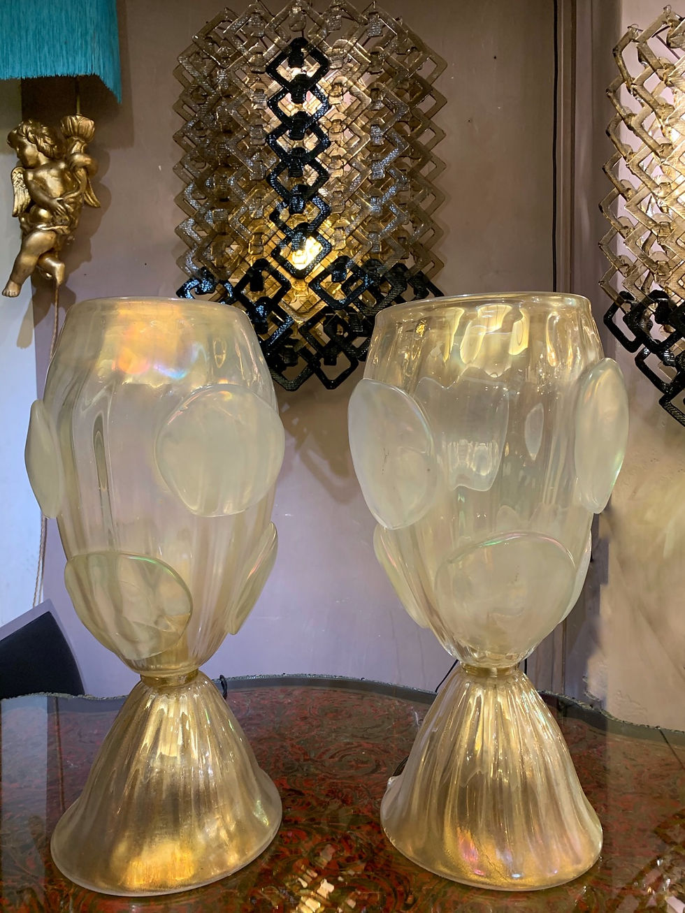 Miniatura: Coppia di lampade di Murano oro iridescenti di Costantini 1950